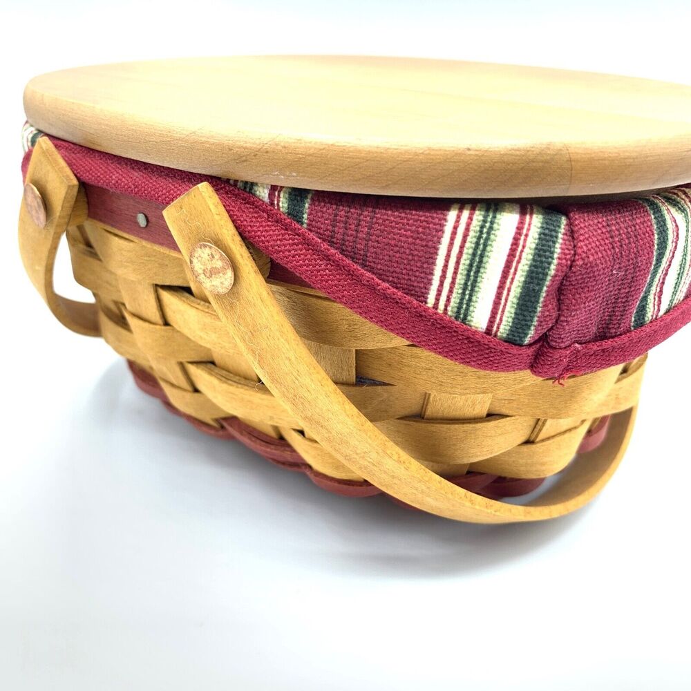 Longaberger 2004 Gumdrop Tree Trimming Limited Basket Fabric Liner Protector Lid